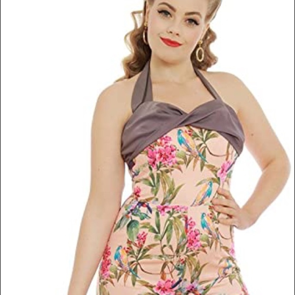Tropical Lindy Bop Summer Romper/rockabilly jumpsuit Sz 8 excellent condition!!